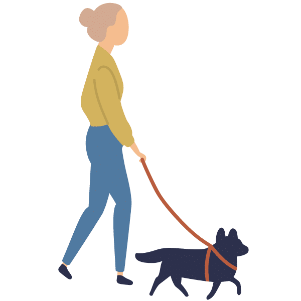 Personne promenant son chien