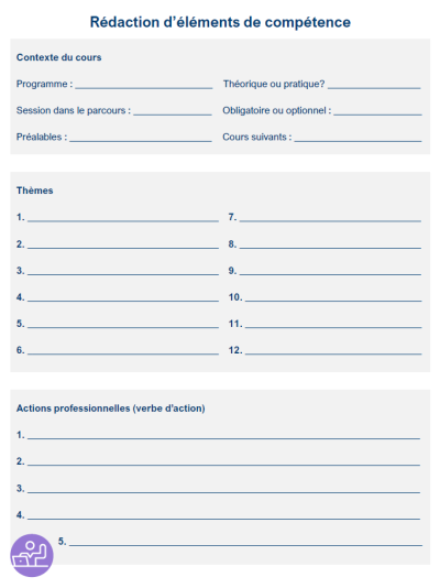 Fiche de rédaction d'élément de compétence