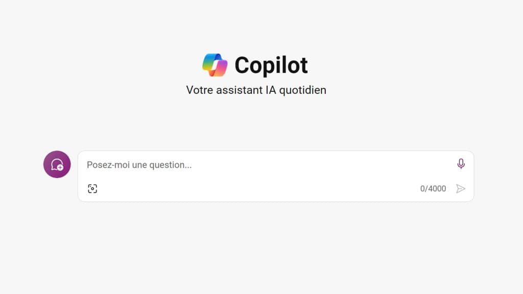 Interface de l'application Copilot
