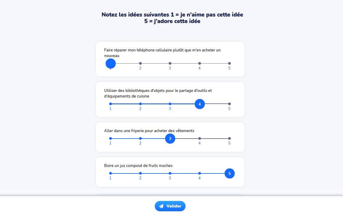 Interface de Wooclap