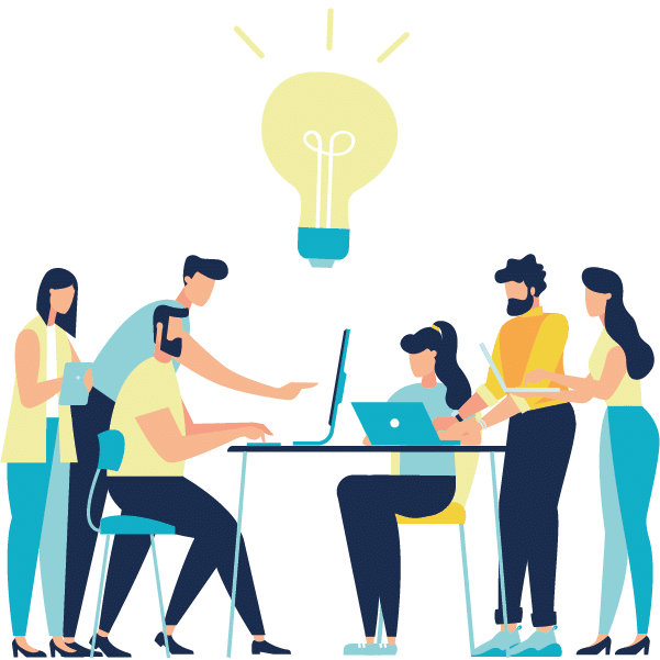 Un groupe de personnes travaillent en collaboration.