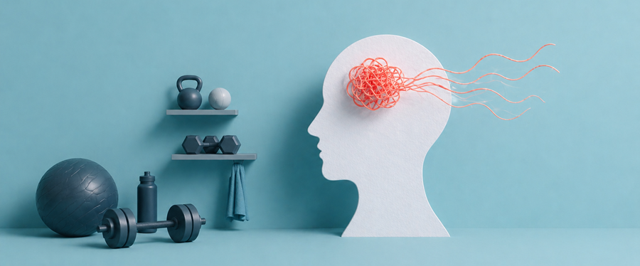 Image d'un cerveau qui se démèle dans un gym