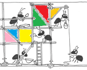 Des fourmis construisant un mur ensemble. Illustrations de Charles Henin